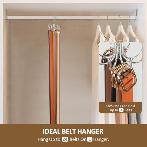 ZEDODIER Belt Hanger, Belt Organizer for Closet, Keeping Belts Visible and in Good Condition, Hanging Tie Rack Holder, Closet Organizers and Storage, Silver - Image 3
