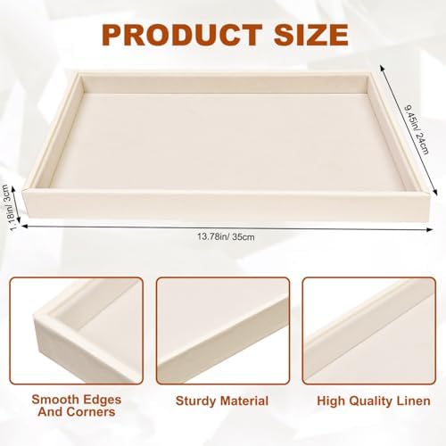 Beige Velvet Jewelry Tray for Drawers Black Jewelrys Display Tray Stackable Jewelry Organizer Trays for Necklace Bracelet Ring Watch (2 Pack) - Image 7
