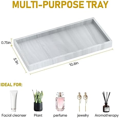 Silicone Bathroom Tray,Shatterproof Bathroom Vanity Tray,High-Grade Silicone Durable Rectangle Tray for Bathroom Trays for Counter Soap Dispenser Tray-Large 10.6 * 5.1 in - Image 5