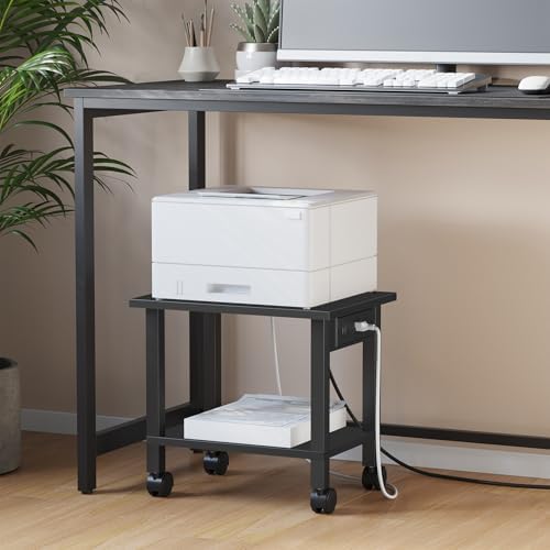 TUTOTAK Printer Stand, 2 Tier Rolling Printer Cart with Charging Station - Image 3