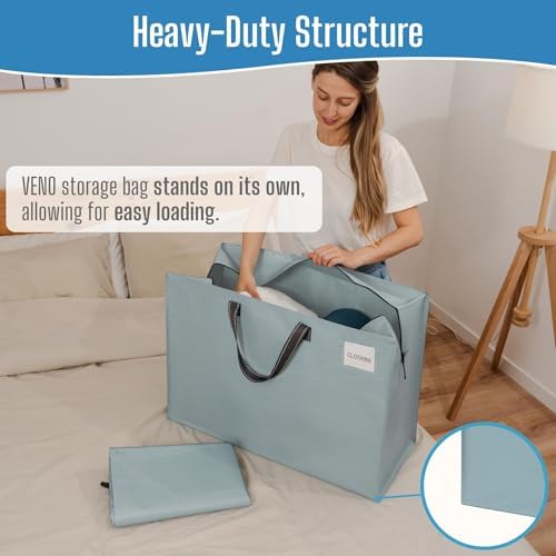 VENO Heavy Duty Moving Bags, Storage Bags, 27 Gallon, Light Blue, 4 Pack - Image 2