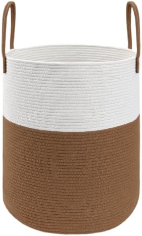 JMvicyroam 80L Cotton Rope Laundry Basket Hamper, White and Brown by JMvicyroam