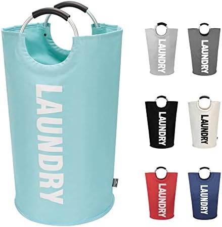 DOKEHOM 95L Large Laundry Basket Bag, Collapsible Tall Hamper, Light Blue by DOKEHOM