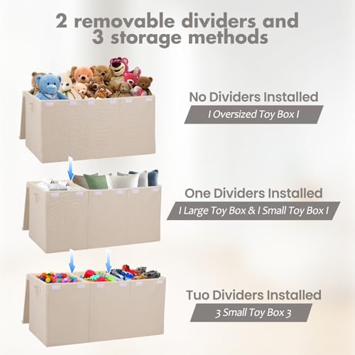 popoly 167L Large Toy Box Storage with Lid, Collapsible Kids Toy Storage - Image 3