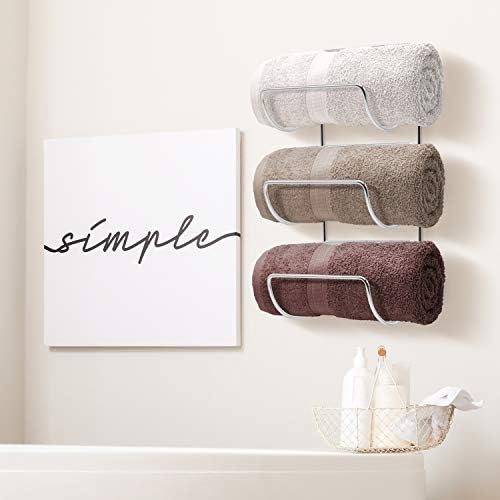 Sorbus Towel Racks for Bathroom, Wall Mounted (4 Pack 12 Towels, Silver) - Image 6