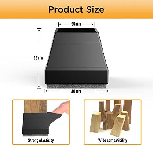 CHWM Square Chair Leg Protectors for Hardwood, 16Pcs Silicone Chair Legs Caps to Prevent Floor from Scratches and Reduce Noise, Easy to Move,(1.5 Inch Black). - Image 4