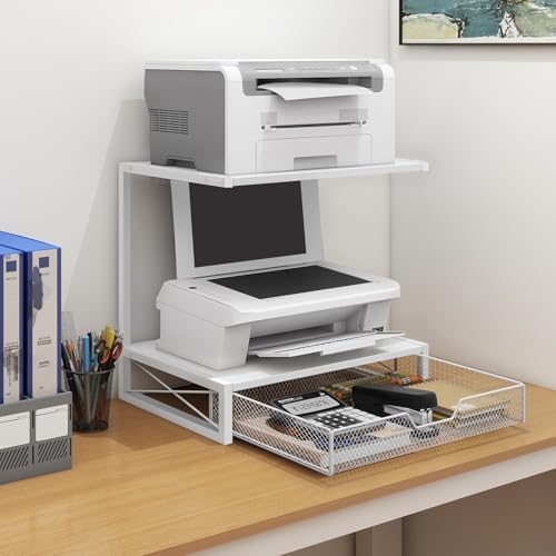 ELITEROO Printer Stand for Desk with Storage Drawer, 2 Tier Desk Shelf - Image 2