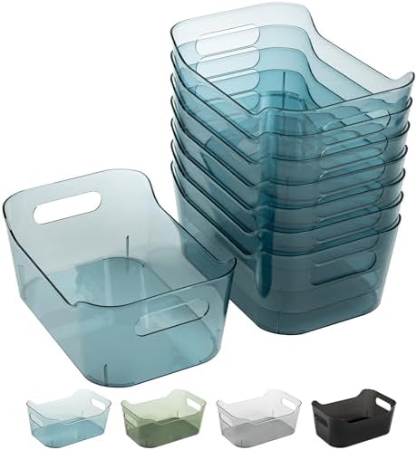 Tiawudi 8 Pack Plastic Storage Bins, Clear Pantry Organizers and Storage Containers, Multi-Use Organizer Bins for Kitchen, Bathroom, Office, Shelf, Fridge, Home Edit and Cabinet Organizers by Tiawudi