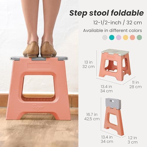 Vigar Compact Folding Step Stool, 12-1/2 in, Orange - Image 2