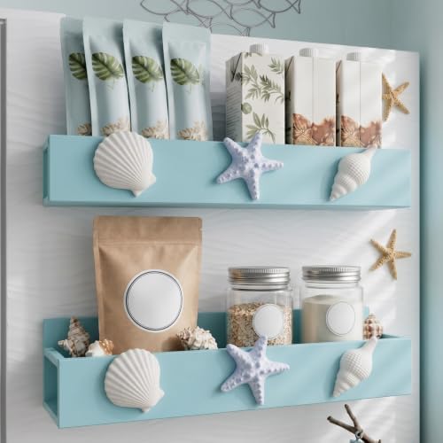 Beeveer 2 Pack Seashells and Starfish Magnetic Fridge Shelf Spice Rack by Beeveer