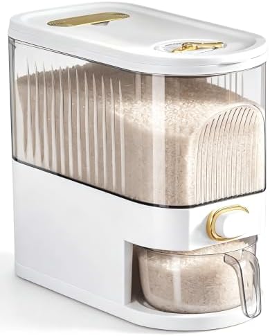 Sooyee Clear Rice Dispenser 11Lb with Measuring Cup by Sooyee