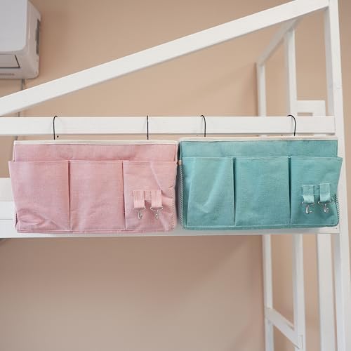 Bedside Caddy, Bedside Hanging Storage Organizer forBunk and Hospital Beds,College Dorm Bed，Can be Placed Glasses Books Mobile Phones(Light Pink) - Image 6