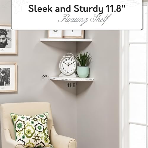 InPlace Shelving 0191806 11.8-Inch Wide Floating Corner Wall Shelf, White - Image 2