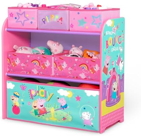 Delta Children - Peppa Pig Design & Store 6 Bin Toy Storage Organizer - Greenguard Gold Certified, Pink - Image 4