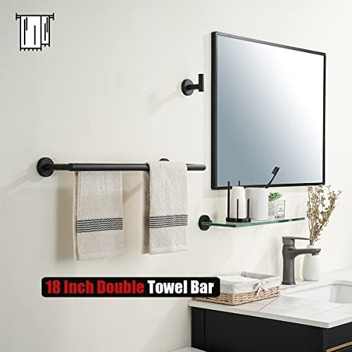 JQK Black Double Towel Bar, 20.5 Inch 304 Stainless Steel Thicken 0.8mm Towel Rack Bathroom, Towel Holder Matte Black Wall Mount, Useable Length 18 Inch, TB100L18-PB - Image 5