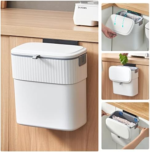 ELPHECO Hanging Trash Can with Lid, 2.5 Gallon, Kitchen Compost Bin by ELPHECOUSA