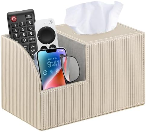 PU Leather Square Tissue Box Cover - Multi-Functional Tissue Box Holder by BLIENCE