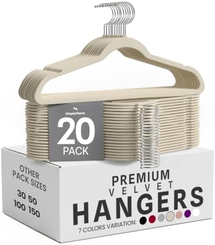 Utopia Home Velvet Hangers, 20 Pack, Ivory by UTOPIAHOME