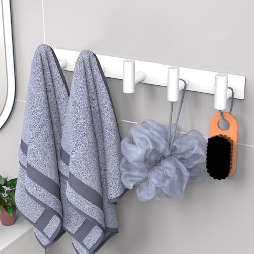 VAEHOLD Hat and Coat Wall Mount Rack - Hooks for Robes, Bags, Keys, and Towels - Bathroom Towel Hanger Organizer (White, “T“ Shape 5 Hooks 2 Pack) - Image 3