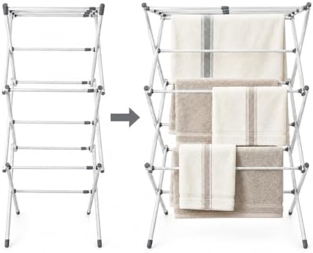 Gibson Home Clothes Drying Rack, Foldable Expandable Laundry Rack, White by GibsonHomewares