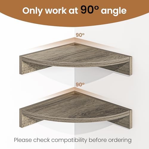 Fun Memories Corner Shelf Wall Mount, Wood Floating Corner Shelves,Corner Wall Shelf for Bedroom, Bathroom, Kitchen, Living Room (Grey, 3 Pack) - Image 5