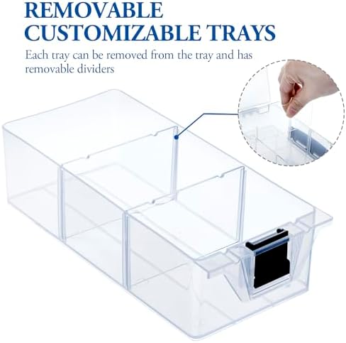 MyGift 11 Inch Clear Plastic Storage Box Container, Arts and Crafts Sewing Supplies Organizer Case with Black Accents, 24 Customizable Compartments, and 6 Drawers with Removable Dividers - Image 3