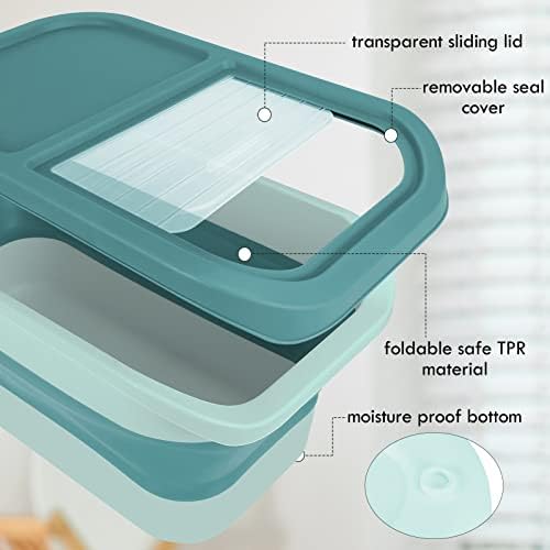 Pet Food Storage Containers, Collapsible Dog Food Container with Sliding Lid,13lb Cat Food Storage with Measuring Cup & Scoop, Plastic Dog Food Bin（green） - Image 3