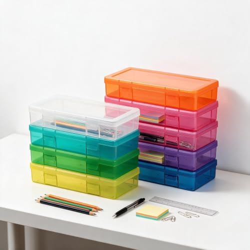 novelinks Clear Pencil Box and Small Plastic Storage Containers with Lids - Image 5