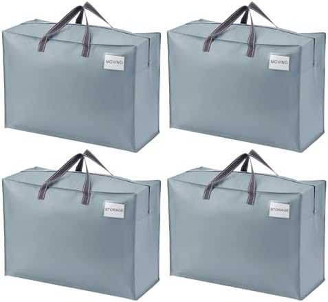 VENO Heavy Duty Moving Bags, Storage Bags, 27 Gallon, Light Blue, 4 Pack by Veno