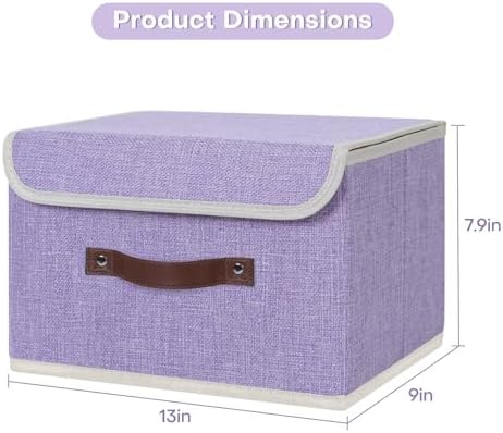 ANMINY Fabric Storage Box Bins with Lids, Purple, 13"x9"x7.9" - Image 5