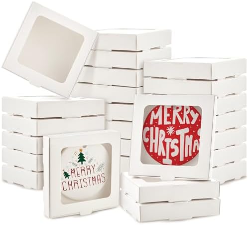 Dunzoom 25 Pcs Christmas Sublimation Blanks Ornament Gift Box, White by Dunzoom