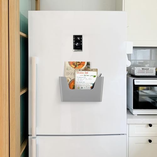 JOMOLA No Drilling File Holder 2 Pack Mail Organizer Wall Mount File Organizer Holder Office Wall Hanging Files Magazines Organizer Plastic Door Mount Wall Pocket with Adhesive Pad, Grey Color - Image 5