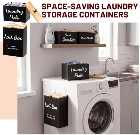 Dandat 4 Pcs Magnetic Laundry Room Organization Set, Black - Image 4