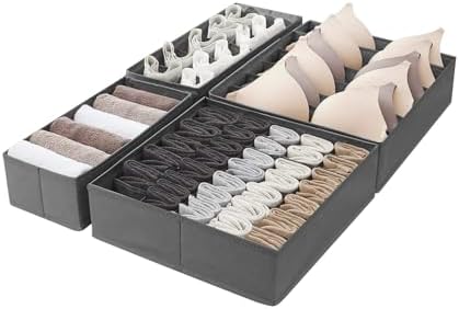 Amazon Basics Deep Drawer Organizer for Clothes, Collapsible Storage Boxes for Socks, Underwear and Baby Items, Set of 2, Gray - Image 2
