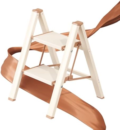 2 Step Ladder, Foldable Aluminum Step Stool with Anti-Slip Pedal by GameGem