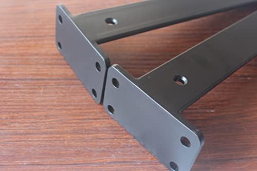 8 Pack - 11 inch Black Hidden L Shelf Bracket (1/5 Inch Thicked) Iron Floating Shelf Brackets Rustic Industrial Metal Brackets for Shelf Support - Image 6