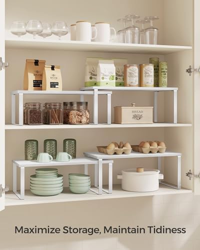 SONGMICS Cabinet Organizer Shelf, Set of 4 Spice Rack, Kitchen Storage - Image 3