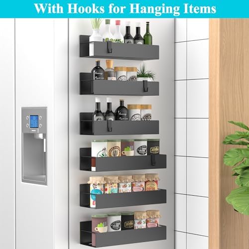 HuggieGems Metal Magnetic Spice Rack for Refrigerator Matt Black, 6 Pack - Image 2