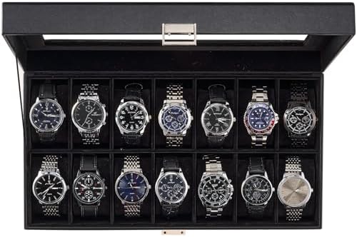 ProCase Watch Box Organizer, 14 Slot Watch Display Case, Allblack by ProCase