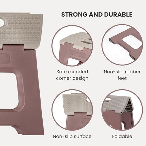 Vigar Compact Foldable Step Stool, 10-1/2-Inch, Brown - Image 4