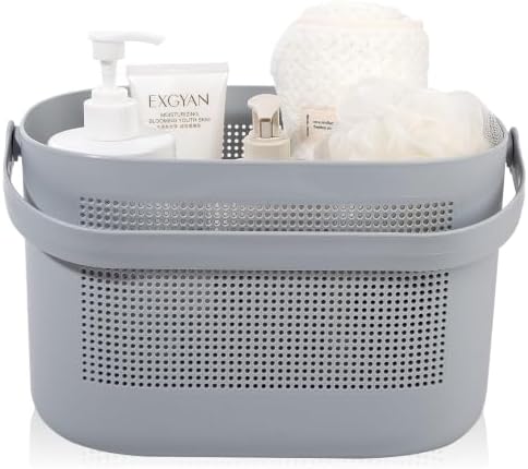 Plastic Portable Shower Caddy Basket, Storage Organizer with Handle, Gray by UUJOLY
