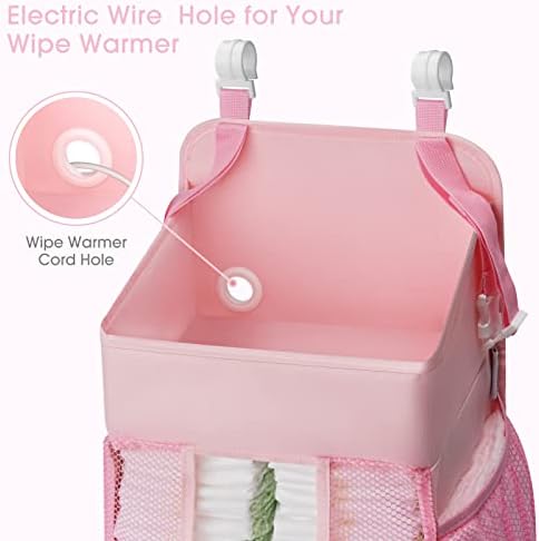 Maliton Hanging Diaper Caddy Nursery Caddy Organizer Hold 50+ Diapers,Pink - Image 3