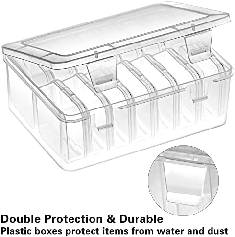 Mathtoxyz Small Bead Organizers, 14 Pieces Plastic Storage Cases Mini Clear Bead Storage Containers Transparent Boxes with Hinged Lid and Rectangle Clear Craft Supply Case - Image 6