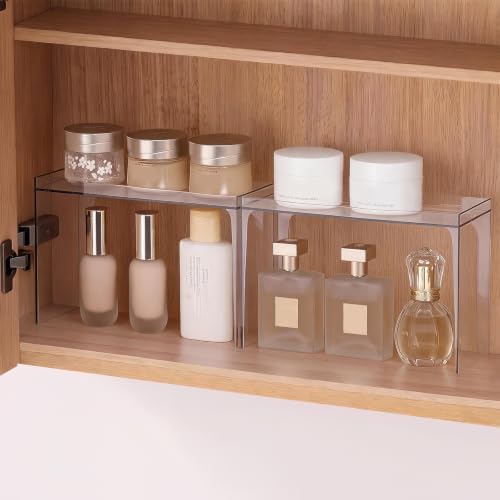 PAVSTINE 2 Pack Clear Medicine Cabinet Shelf Organizer (High) by PAVSTINE