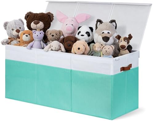 SoftOwl Extra Large Toy Storage Organizer with Lid - Sturdy, Collapsible Toy Chest Storage Box Design - Toys Bin with Dividers for Kids, Nursery, Bedroom, Playroom 37"x16"x14" by SoftOwl