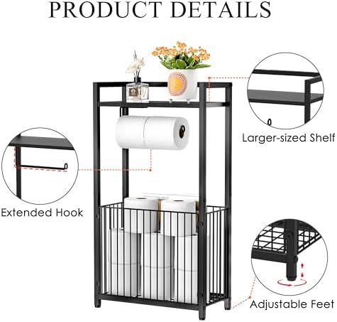 Freestanding Toilet Paper Holder with Storage Shelf - Larger Size - Image 6
