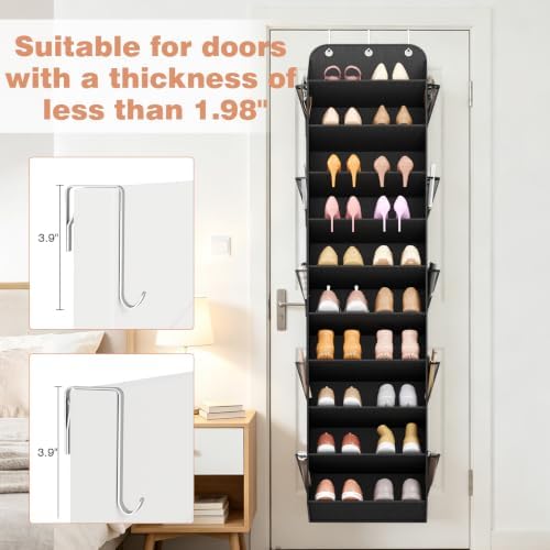LANTEFUL Over the Door Shoe Organizer, Hanging Shoe Rack for Closet, Black - Image 3