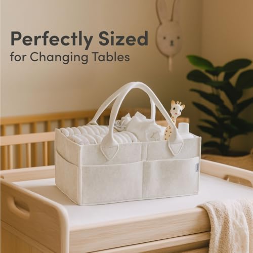 PUTSKA Baby Diaper Caddy Organizer, Felt Nursery Basket, White, Extra Large - Image 3