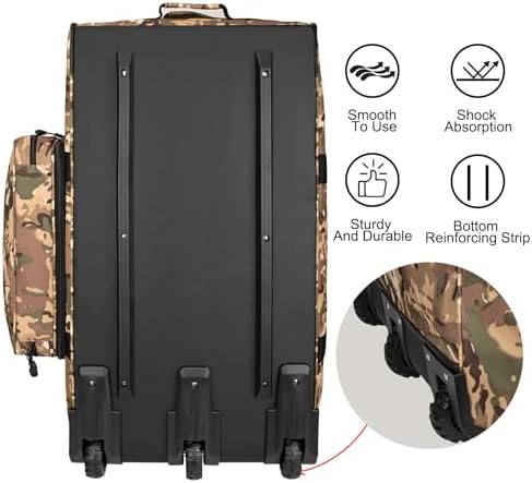 150L Large Rolling Duffle Bag with Wheels, Heavy Duty 32'' Tri-Wheel Gear Hauler for Camping,Moving Sports Equipment,Military & Airline Checked Bag Approved,Camo - Image 5