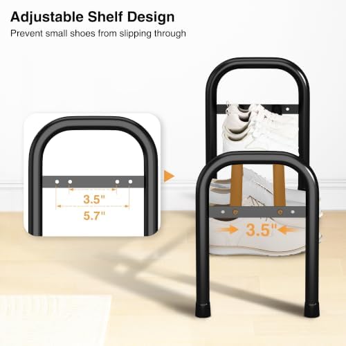STO STO Expandable Shoe Organizer, 1-Tier Metal Shoe Rack for Closet, Up to 8 Pairs Adjustable Storage for Front Door Entrance, Free Standing Organizer for Entryway, Black - Image 6
